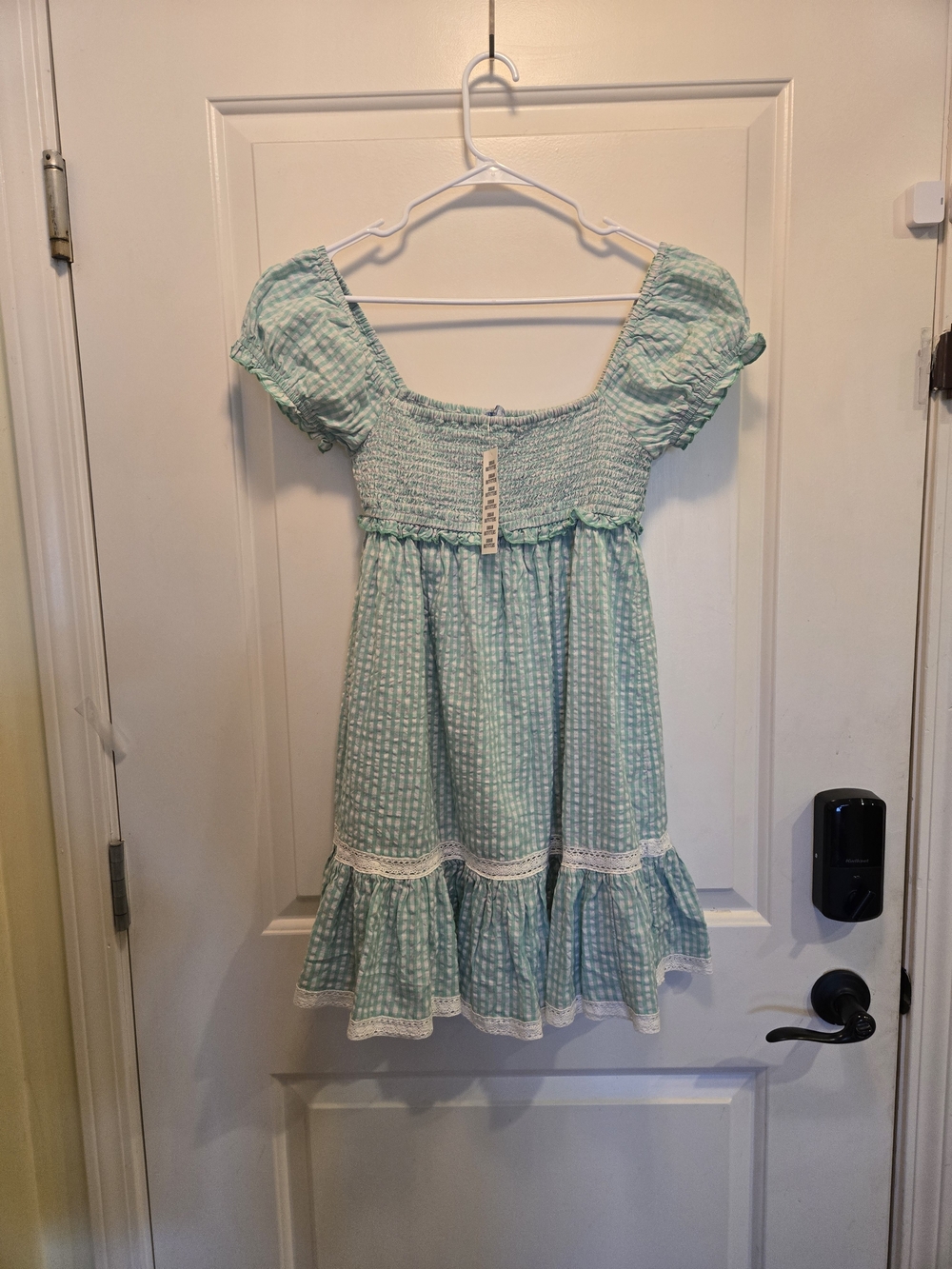 NWT Urban Outfitters Mint Smocked Ruffle Dress Retail $69